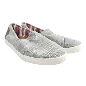 Toms Womens Size 12 Slip-On Shoes  Gray Canvas Casual Flats